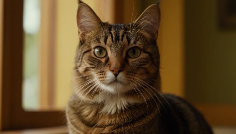 enfermedades de gatos, gato mirando fijamente hacia adelante, mirada concentrada